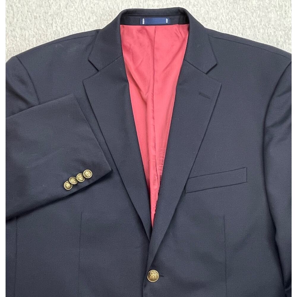 Paul Fredrick Blazer Mens 44R Navy Blue 100% Wool 2-Button Single Breasted Lined